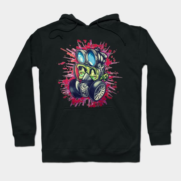 New School Style Zombie Gas Mask Original Art Hoodie by ckandrus